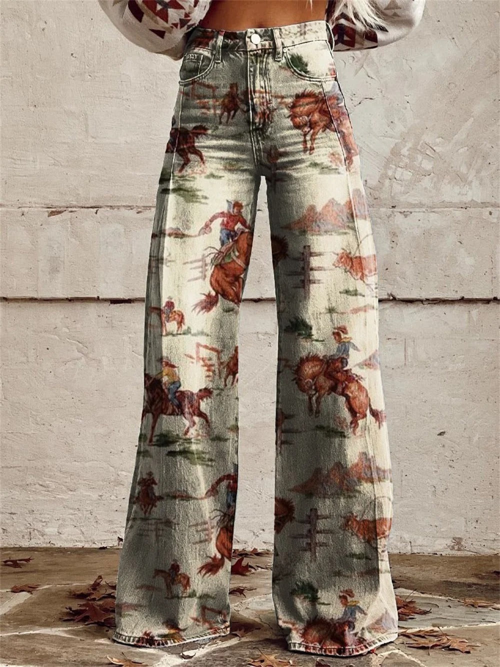 Paula | Vintage Print Wide-Leg Trousers