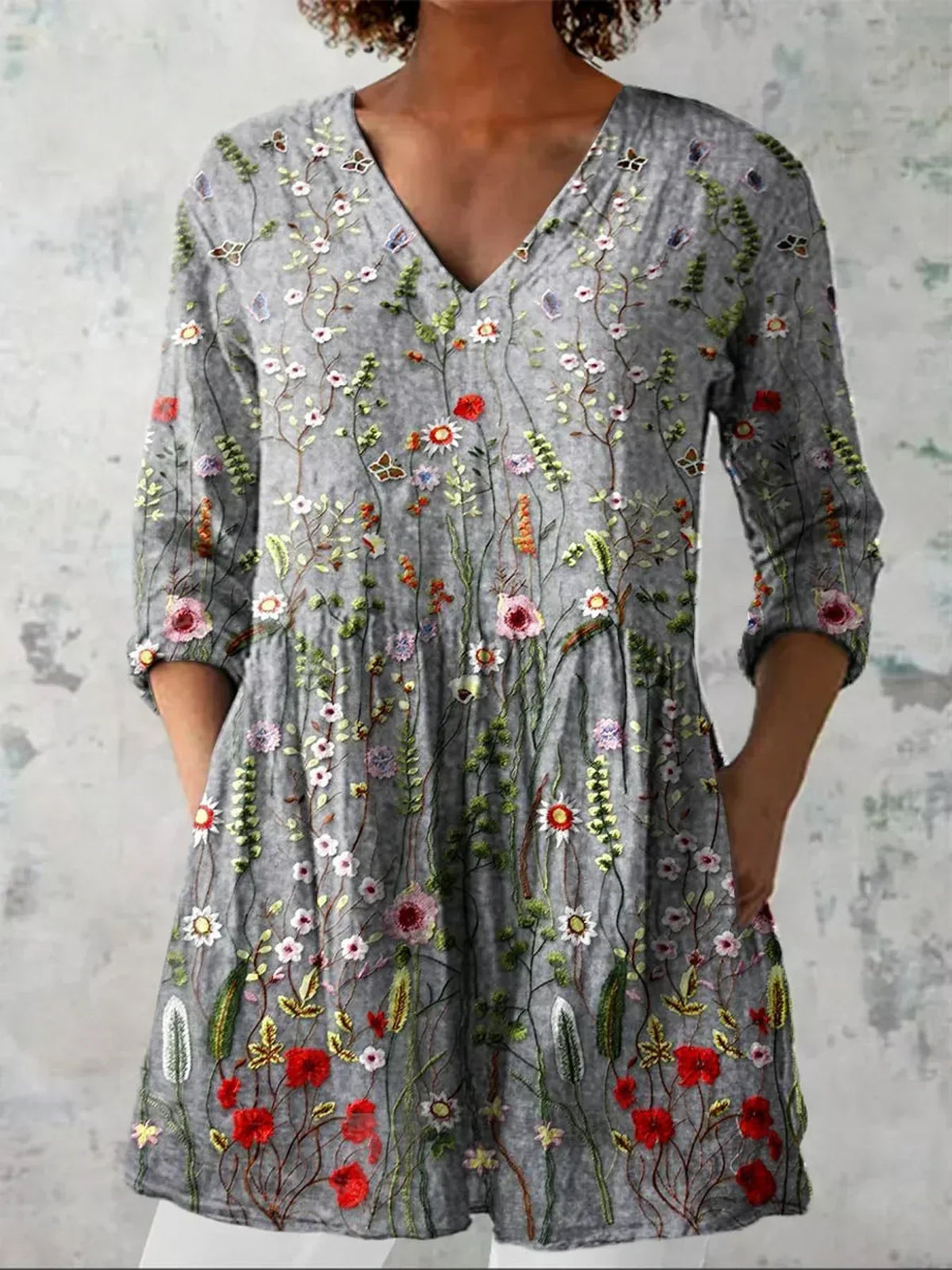 Ava | Heritage Floral Three-Quarter Sleeve