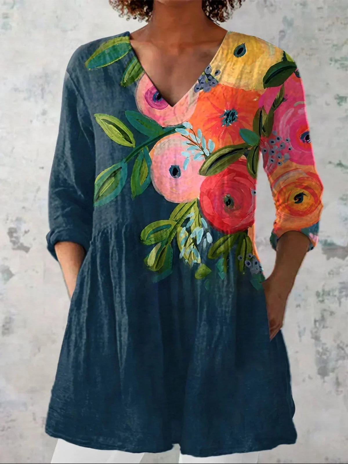 Elizabeth | Timeless Floral V-Neck Shirt