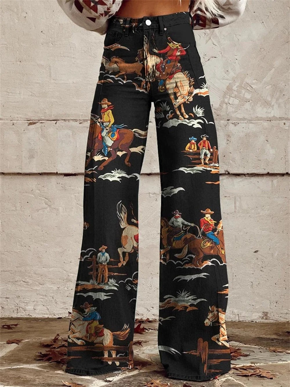 Paula | Vintage Print Wide-Leg Trousers