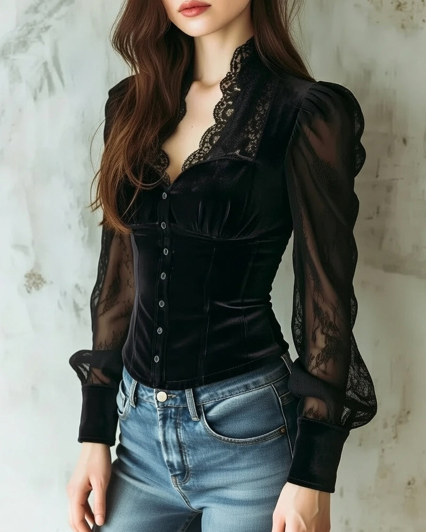 Emerie | Delicate Lace Evening Blouse