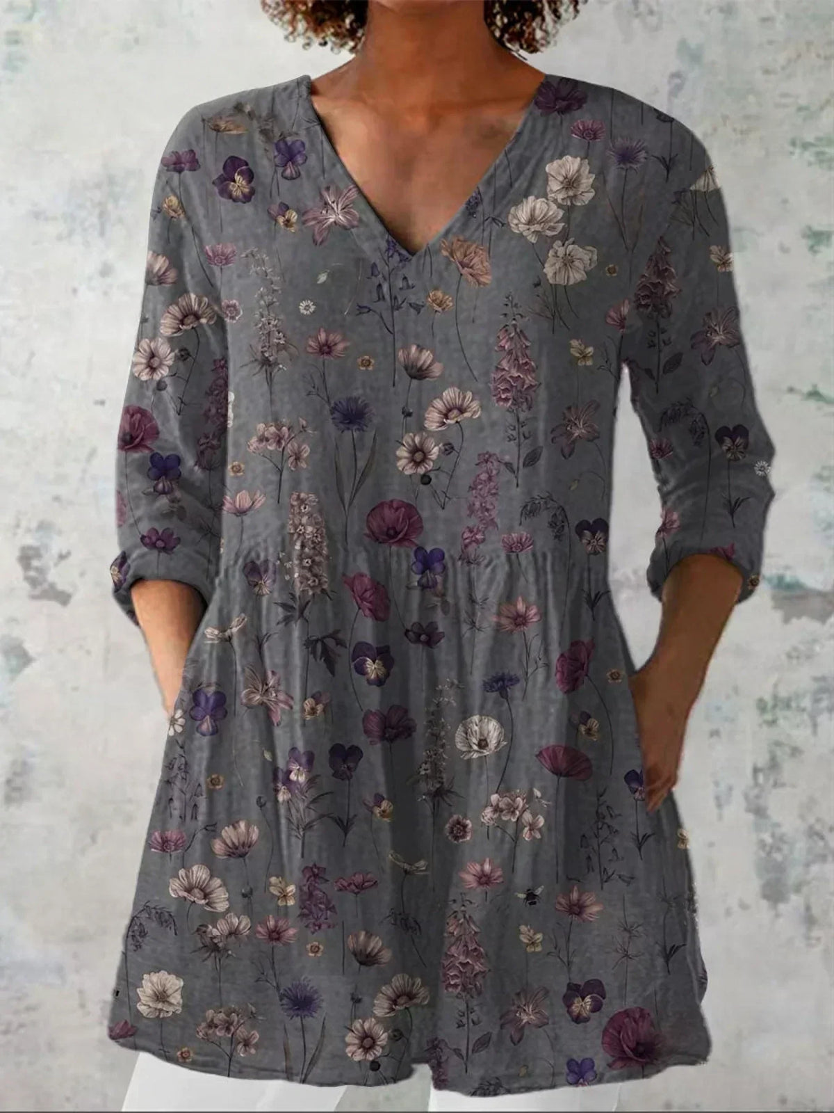 Emma | Hand-Painted Floral Drape Top