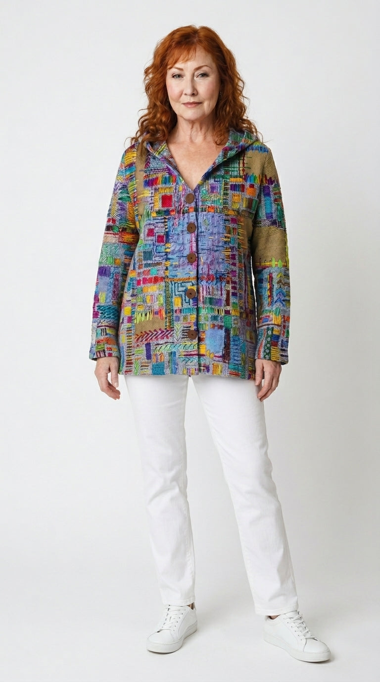 KEAVY | Artistic Printed Button Cardigan