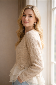 Magdalena | Soft Knit Ruffled-Hem Cardigan